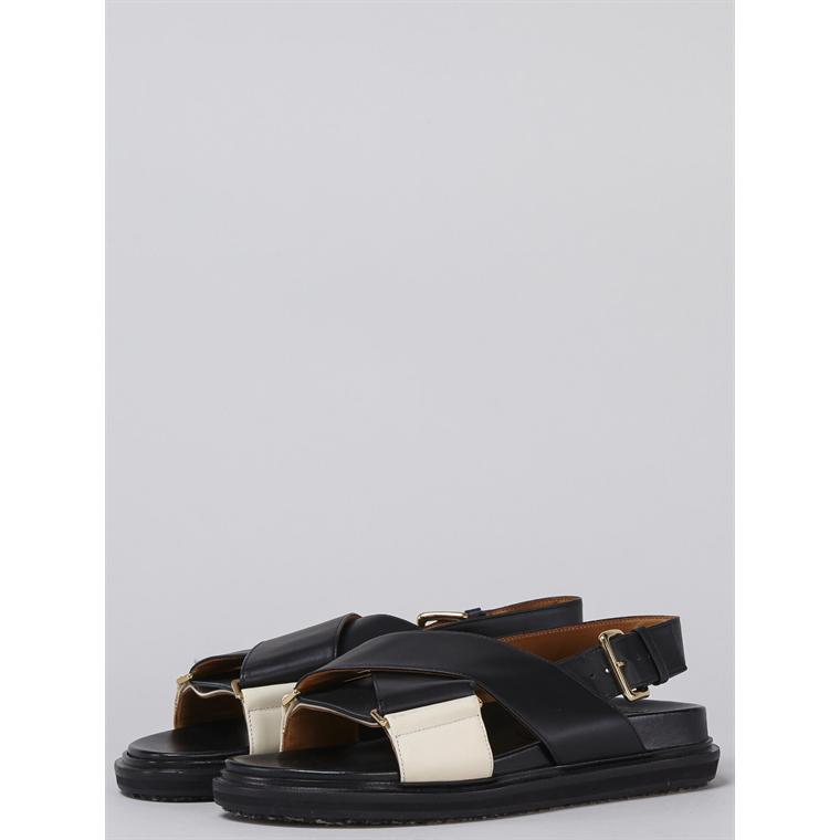 MARNI Fusbett Sandaler, Black/Silkwhite